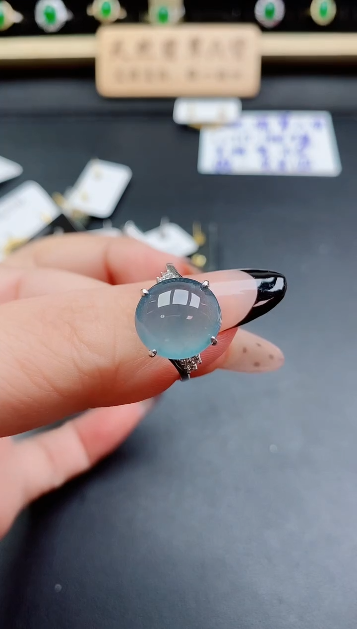 银S925镶嵌戒指翡翠1