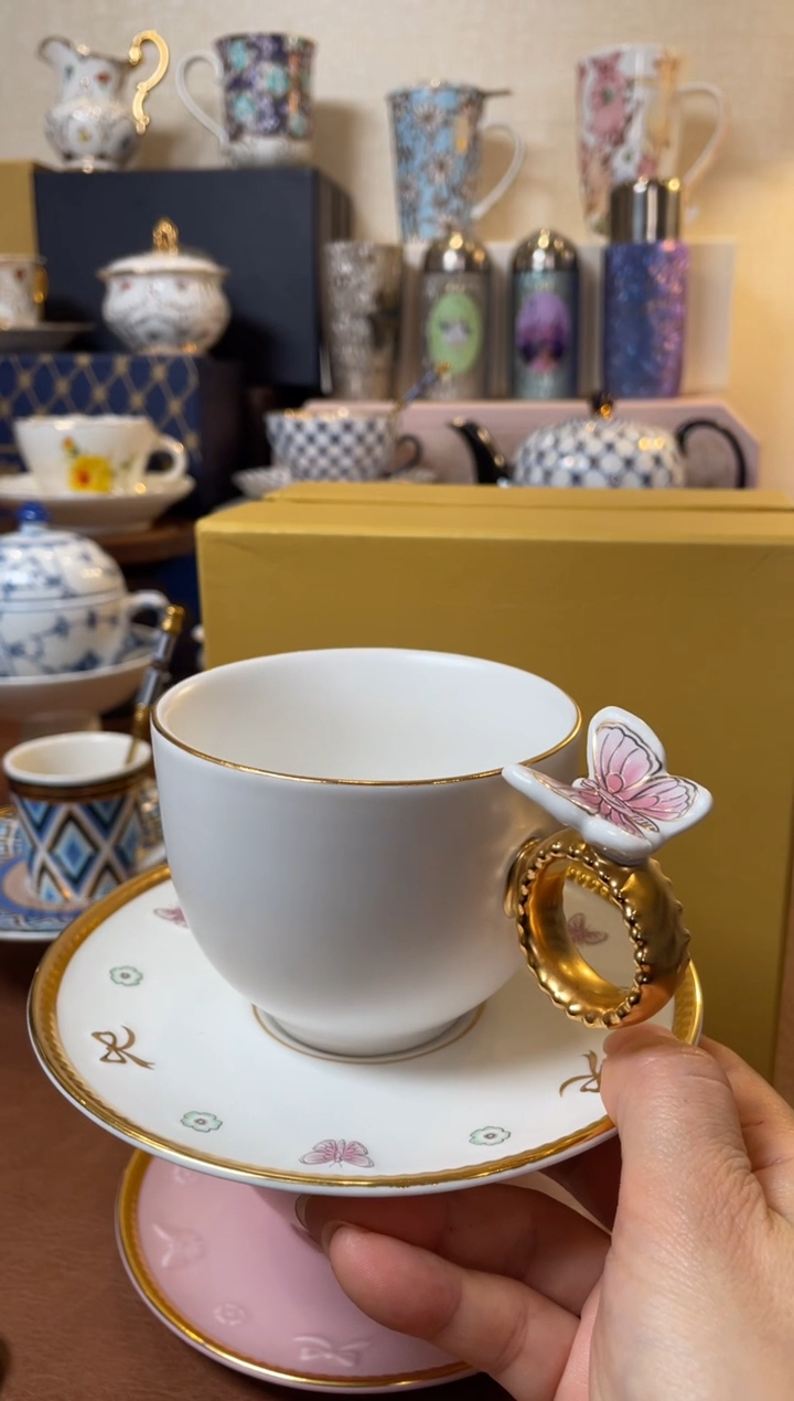 高端礼品（VIL家）蝴蝶单杯碟彩色-TY