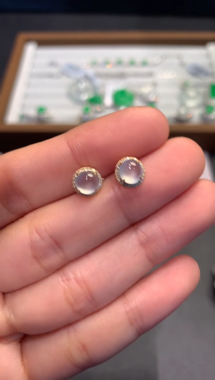 【闪购商品】翡翠耳饰18K金镶嵌A9-2800