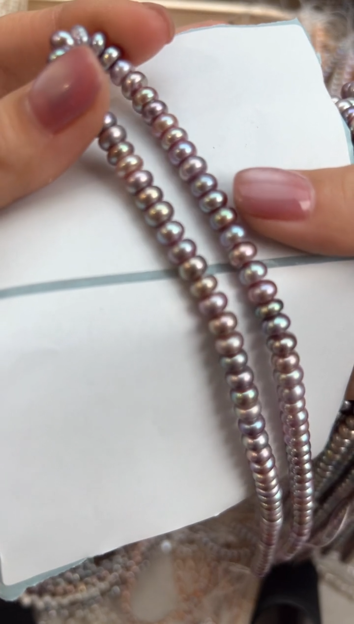 未镶嵌福利淡水珍珠无核*强光妖紫色项链（多样性发一）6mm左右