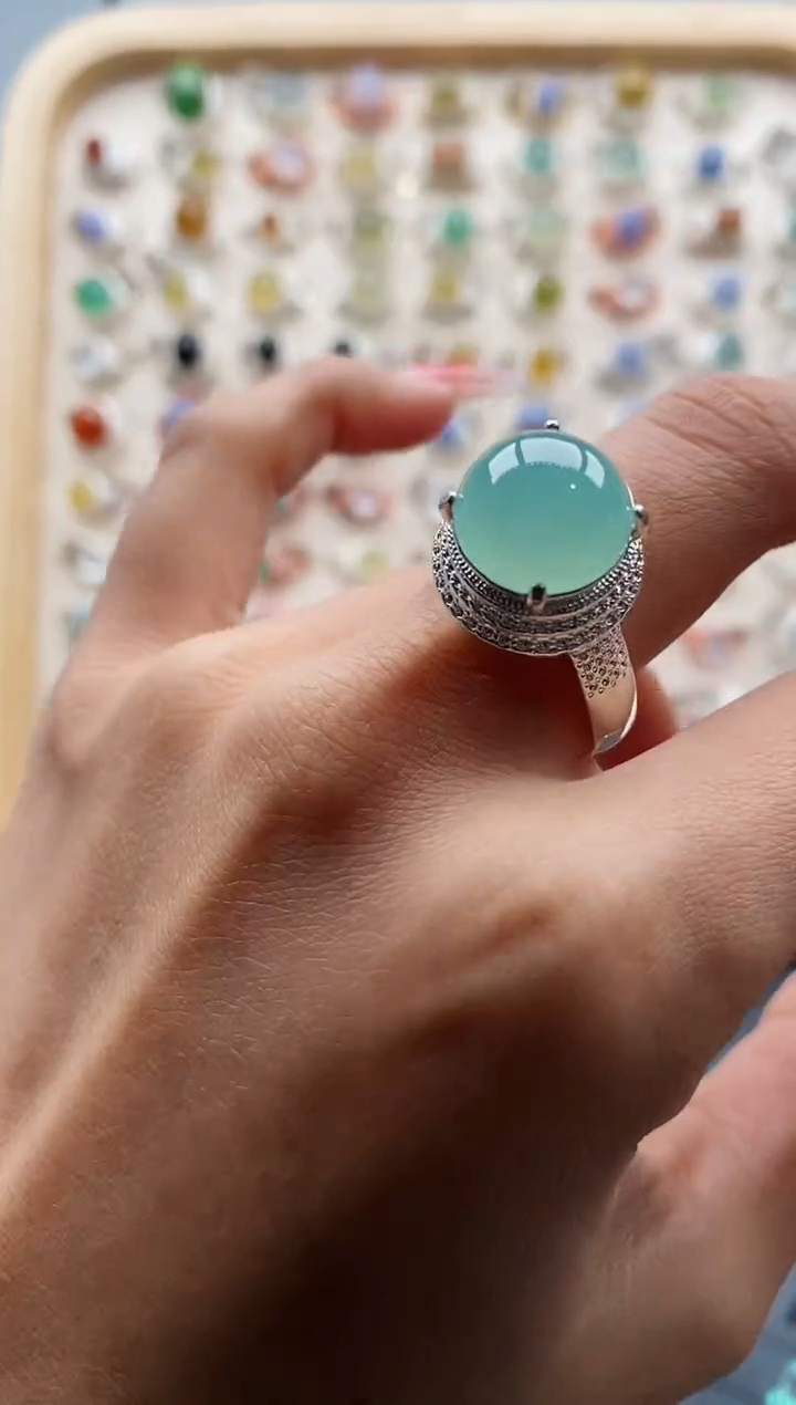 【闪购商品】翡翠戒指未镶嵌缅甸天然A货翡翠444    1+3