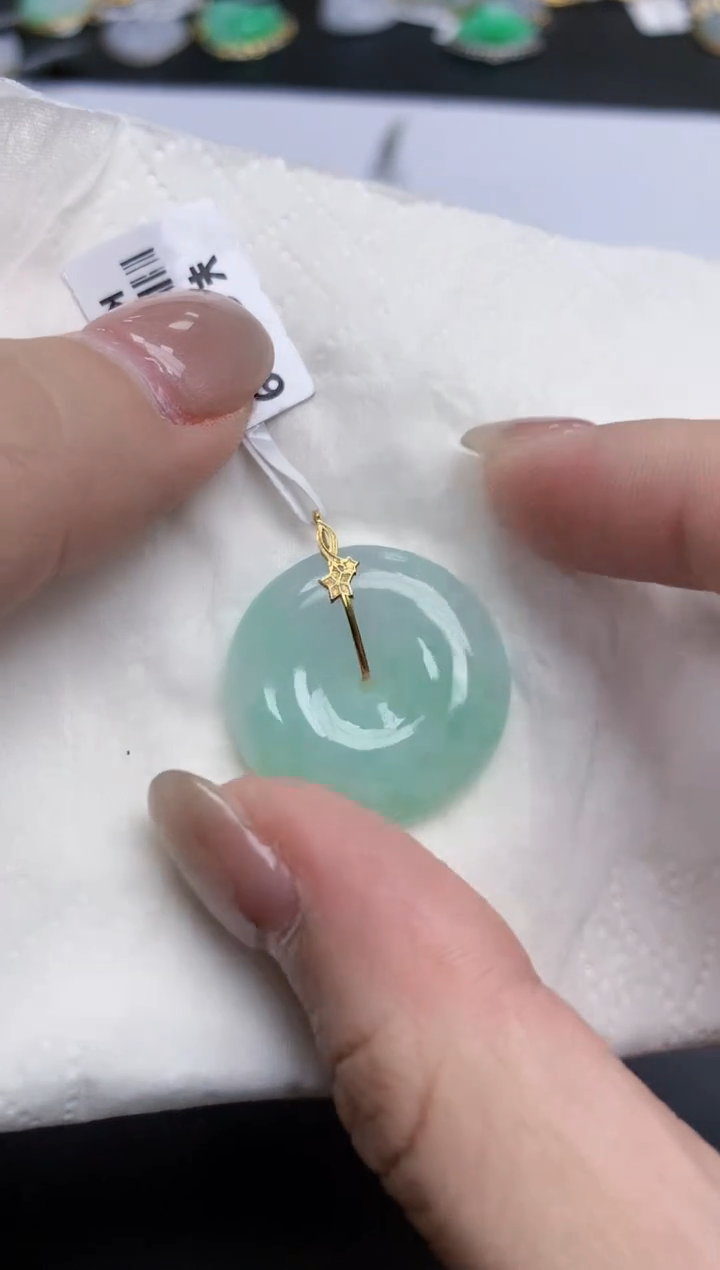 【闪购商品】翡翠颈饰18K金镶嵌天然缅甸翡翠A货