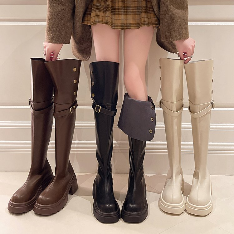 过膝靴秋冬时尚堆堆靴厚底防滑气质百搭时装靴
