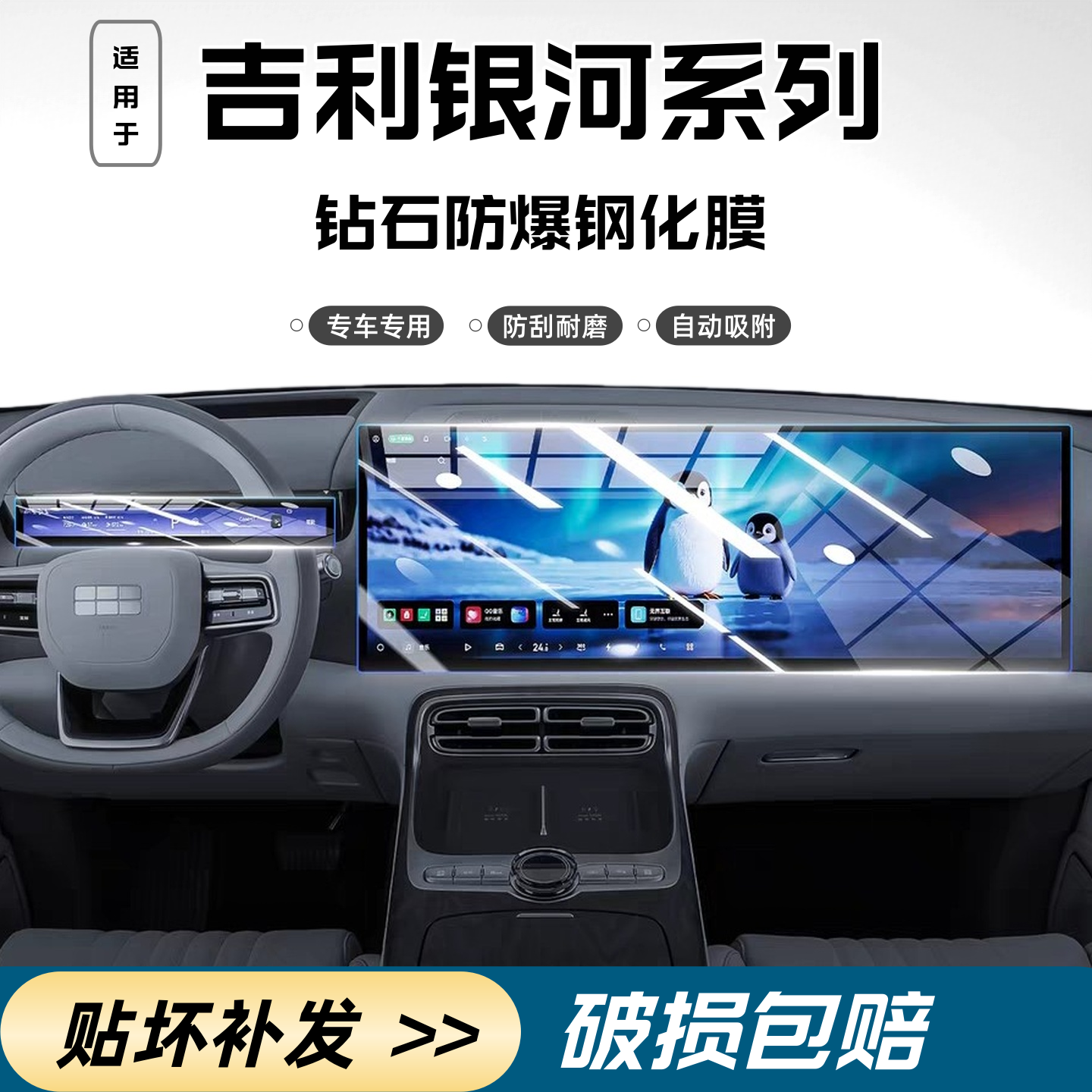 25款-26款吉利银河全系列屏幕钢化膜中控导航内饰件仪表保护贴膜 