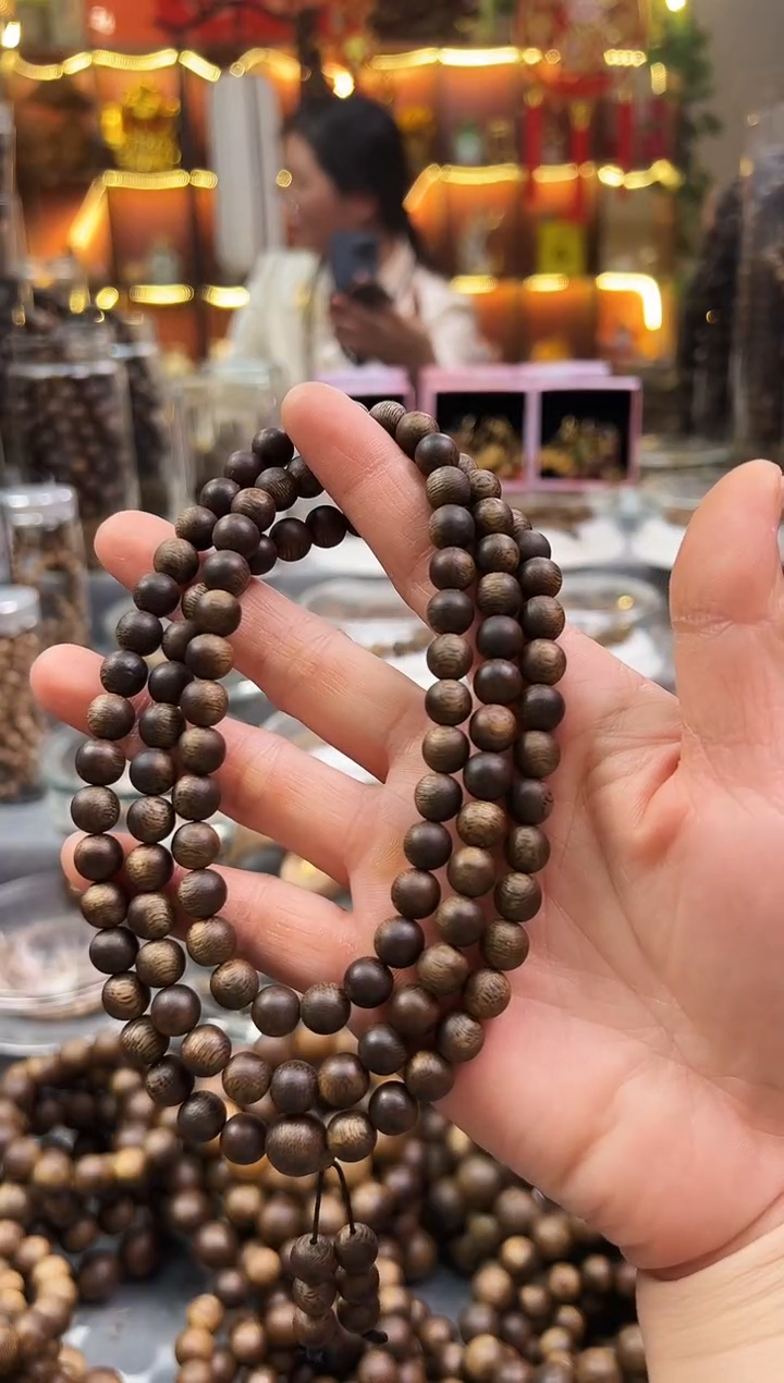 沉香手串丸****个棋楠西瓜叶圆珠多圈