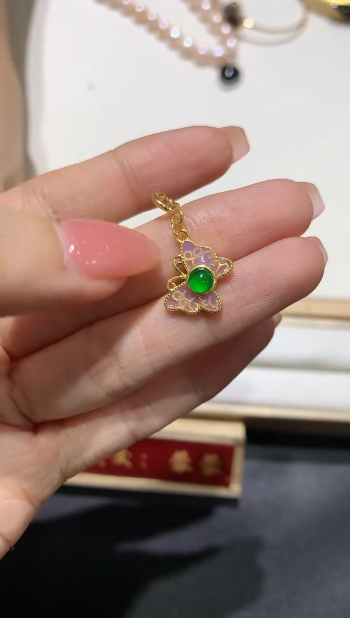 【闪购商品】翡翠吊坠(不含链)银S925镶嵌1多人多样性随机发货1件