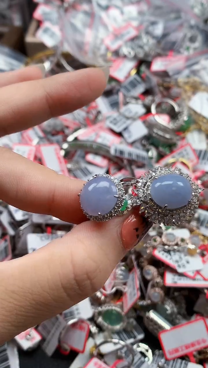 银S925镶嵌戒指翡翠天然A货缅甸翡翠