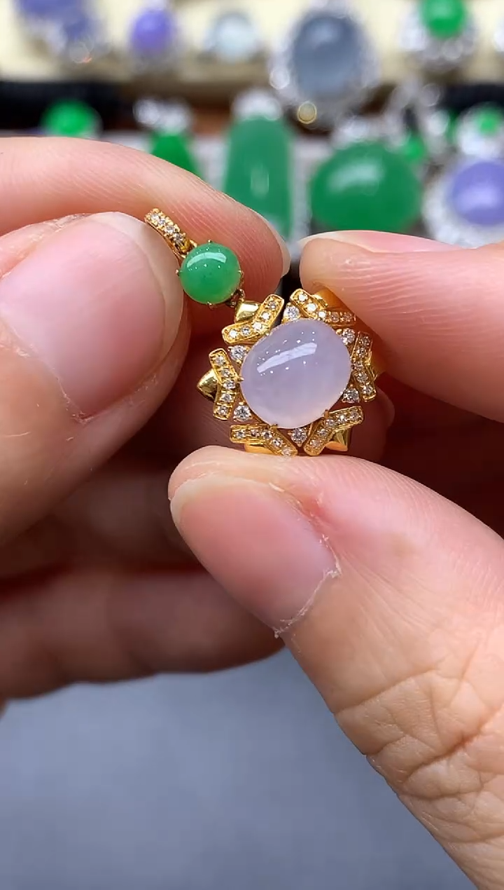 颈饰18K金镶嵌翡翠471-中国好珍宝