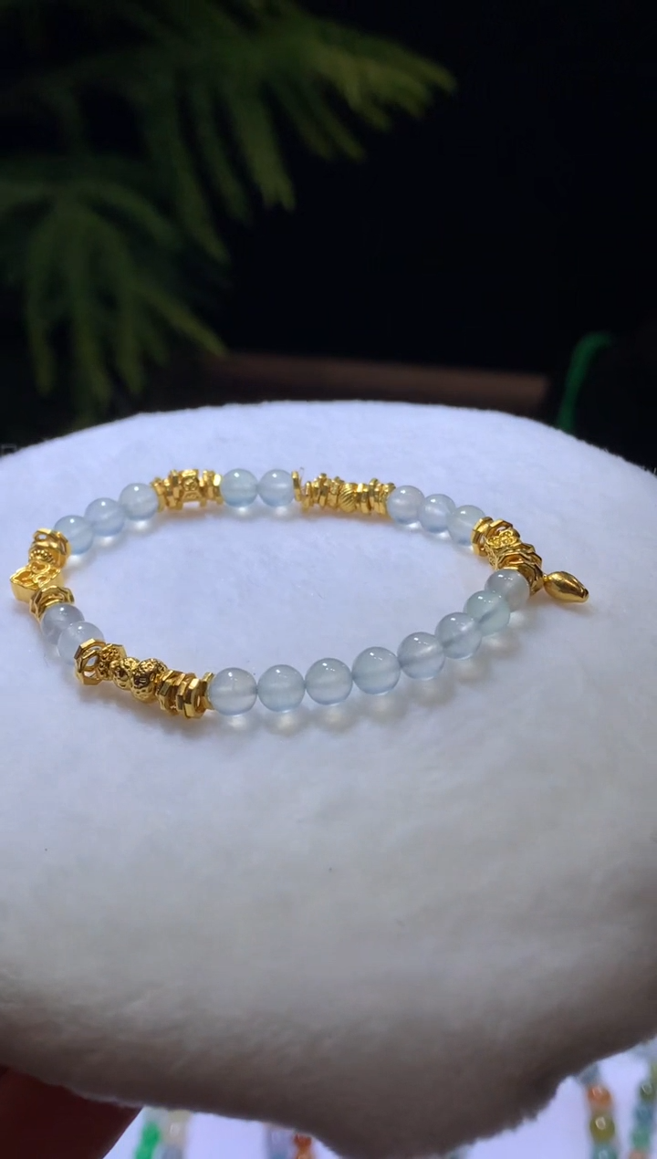 【闪购商品】定制翡翠足金镶嵌手串16800+840