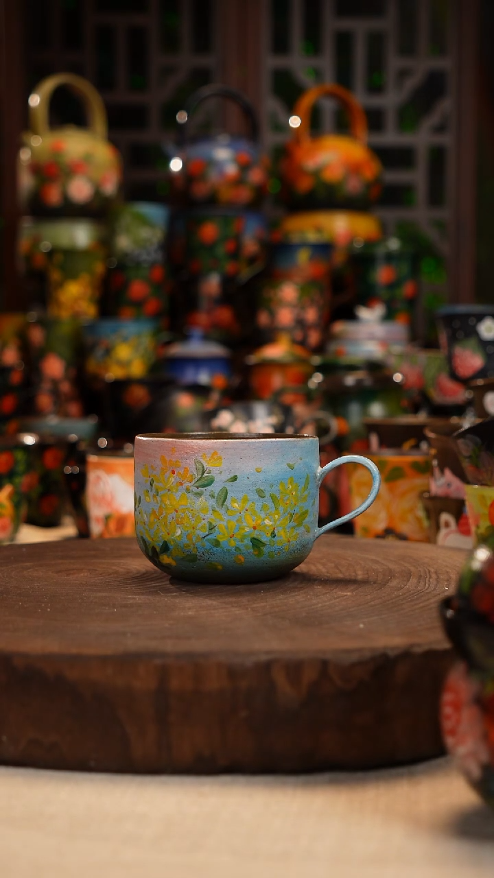 油画  手绘釉下彩