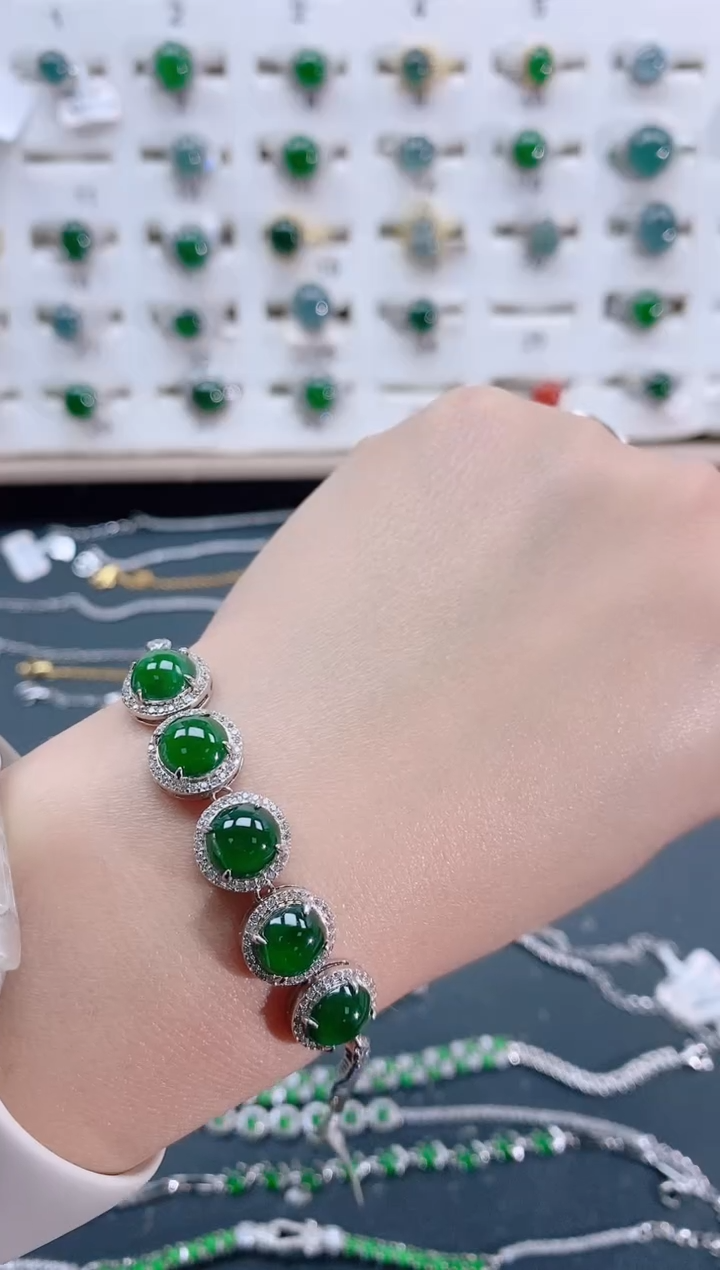 【闪购商品】翡翠手链银S925镶嵌天然翡翠