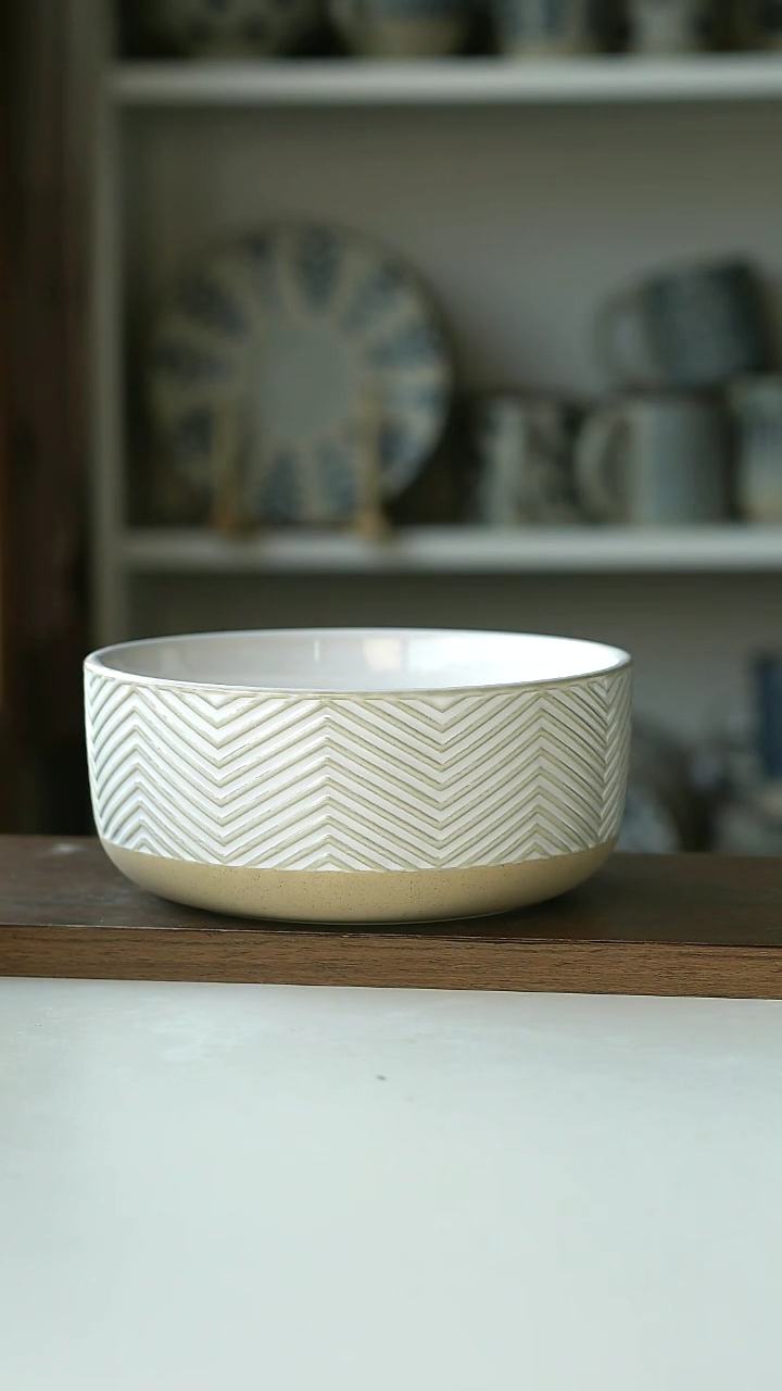 【闪购商品】陶瓷出美LC斜纹面碗16cm@4-2@