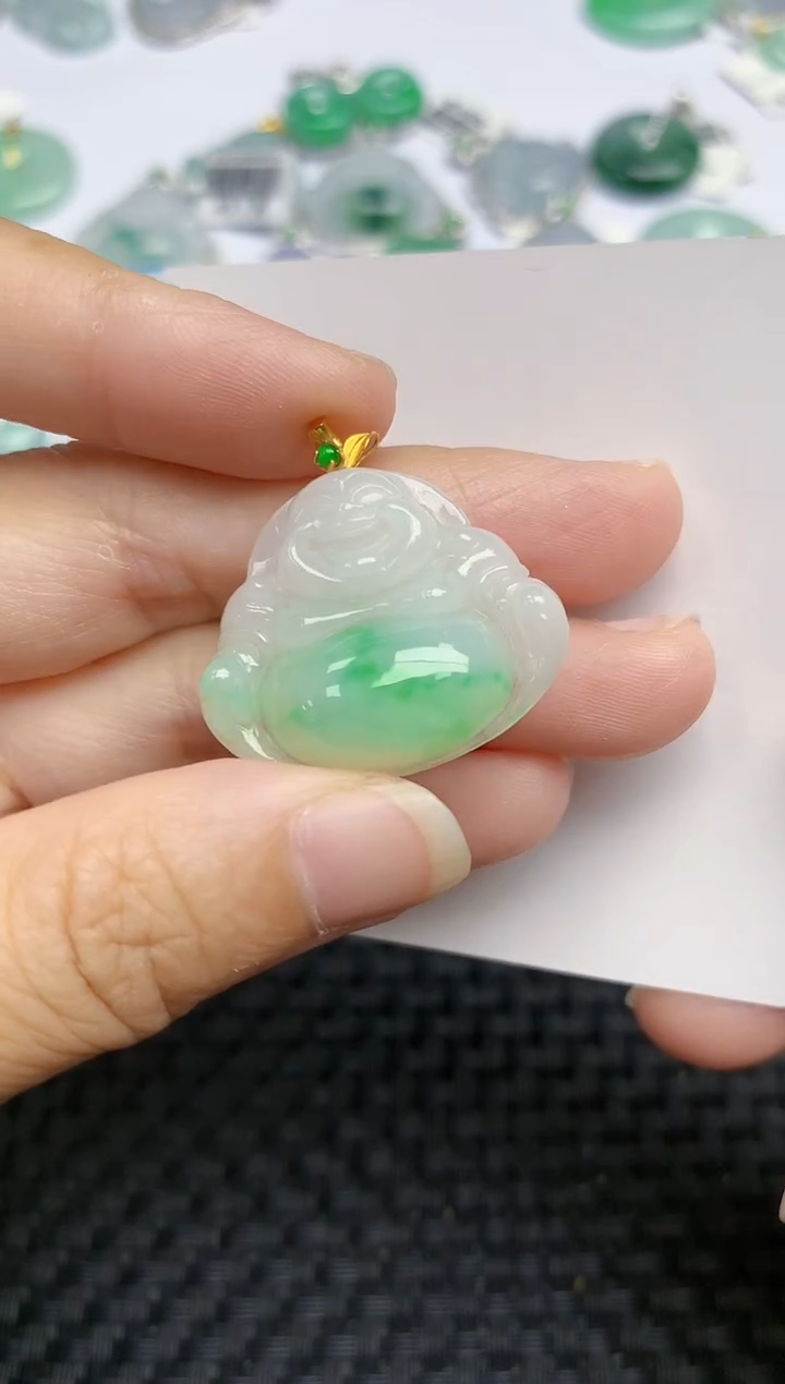 翡翠18K金镶嵌颈饰天然缅甸A货翡翠百元以上9元证书费自理