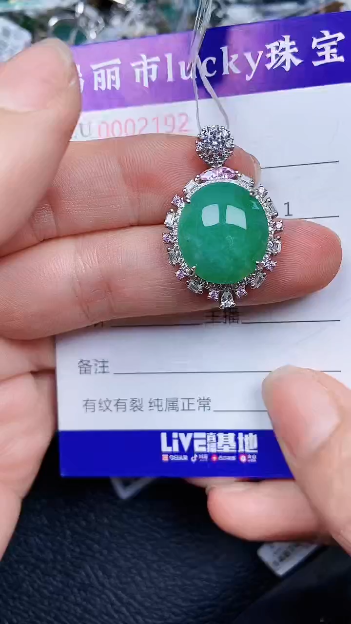 颈饰银S925镶嵌翡翠2192