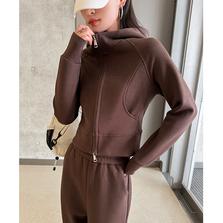 动感少女美式连帽运动卫衣外套女2025秋季拉链修身短款开衫上衣