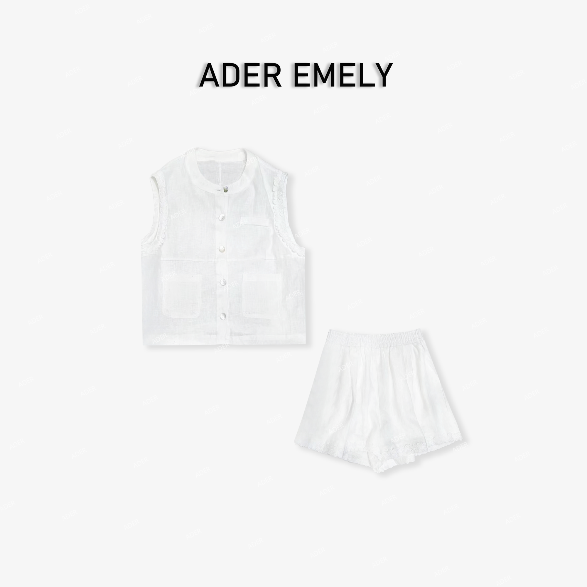 ADER EMELY/夏季亚麻气质套装8176