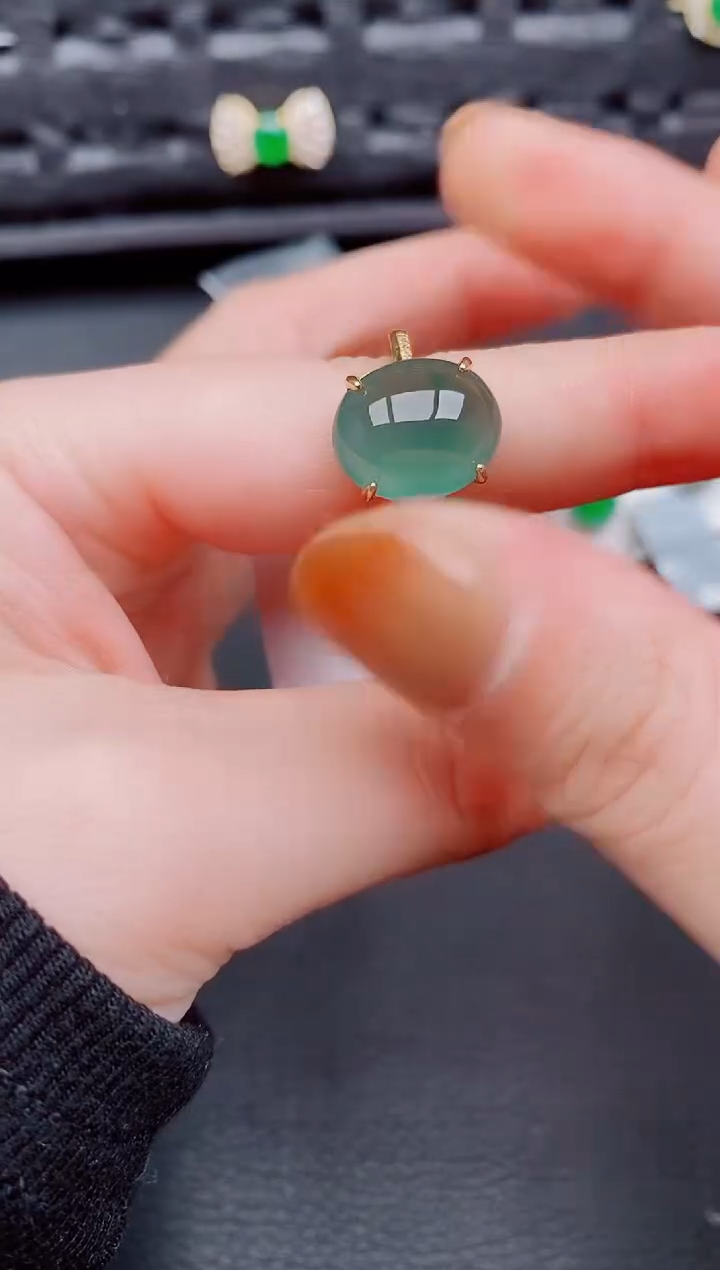 【闪购商品】翡翠戒指银S925镶嵌天然a货翡翠683