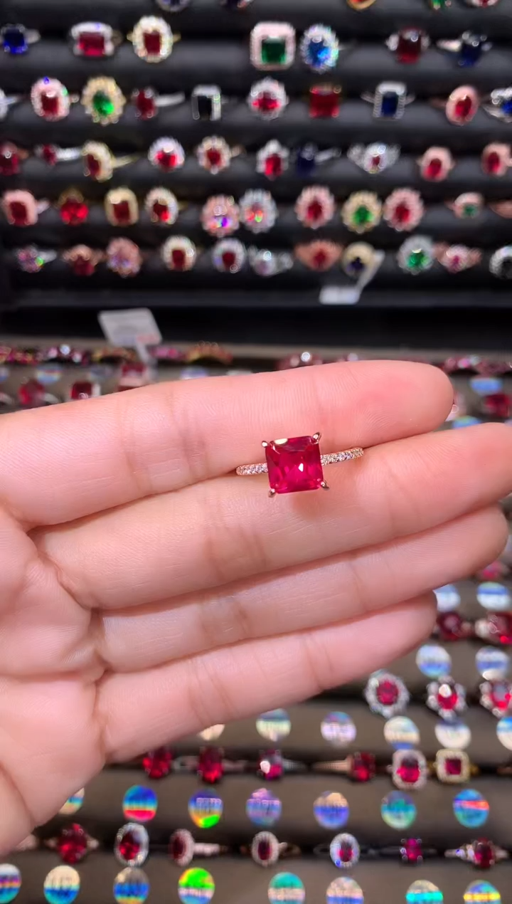 【闪购商品】红宝石戒指银S925镶嵌8玫瑰金