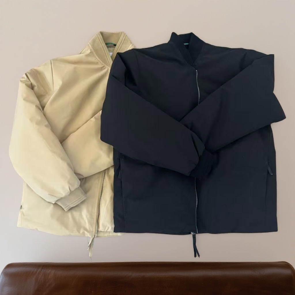 渔渔夹克外套加厚2596宽松保暖拉链简约收口袖厚款