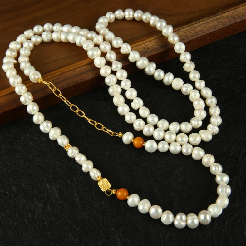 【香掌柜】珍珠蜜蜡项链【发一件】