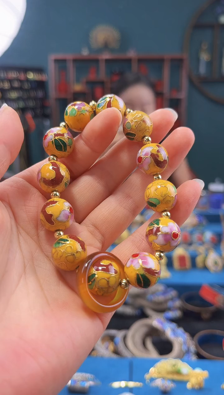 非遗 景泰蓝手串1.4 黄色