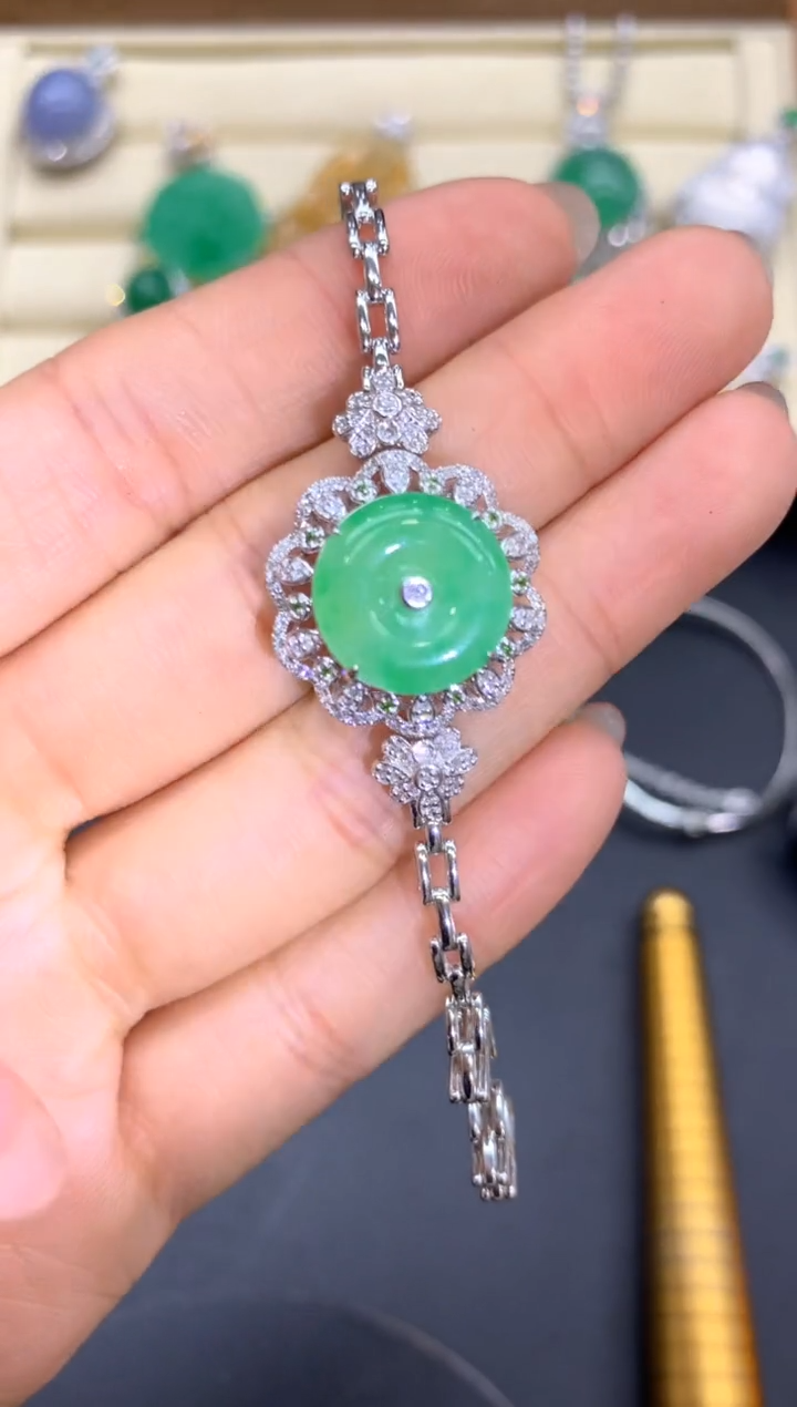 【闪购商品】翡翠手链18K金镶嵌553-中国好珍宝