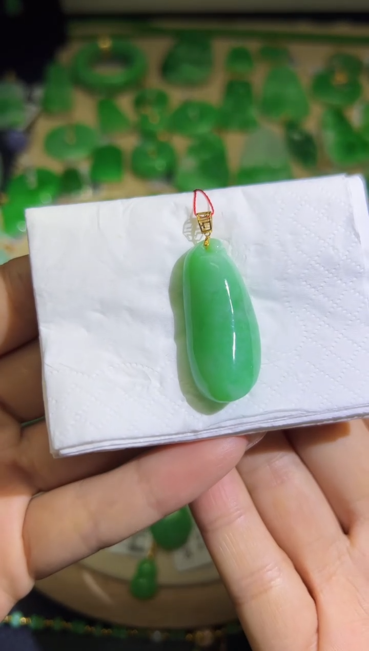 【闪购商品】翡翠颈饰18K金镶嵌Q缅料A货翡翠/支持复检/一件