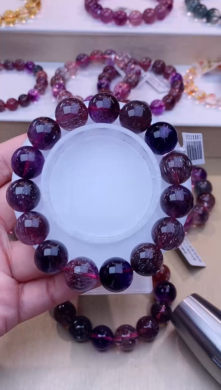 未镶嵌手链水晶黑加仑超七单圈14m+