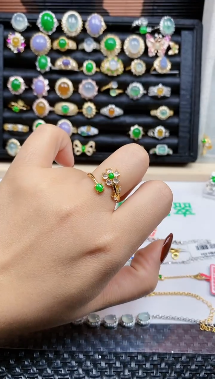 银S925镶嵌戒指翡翠444