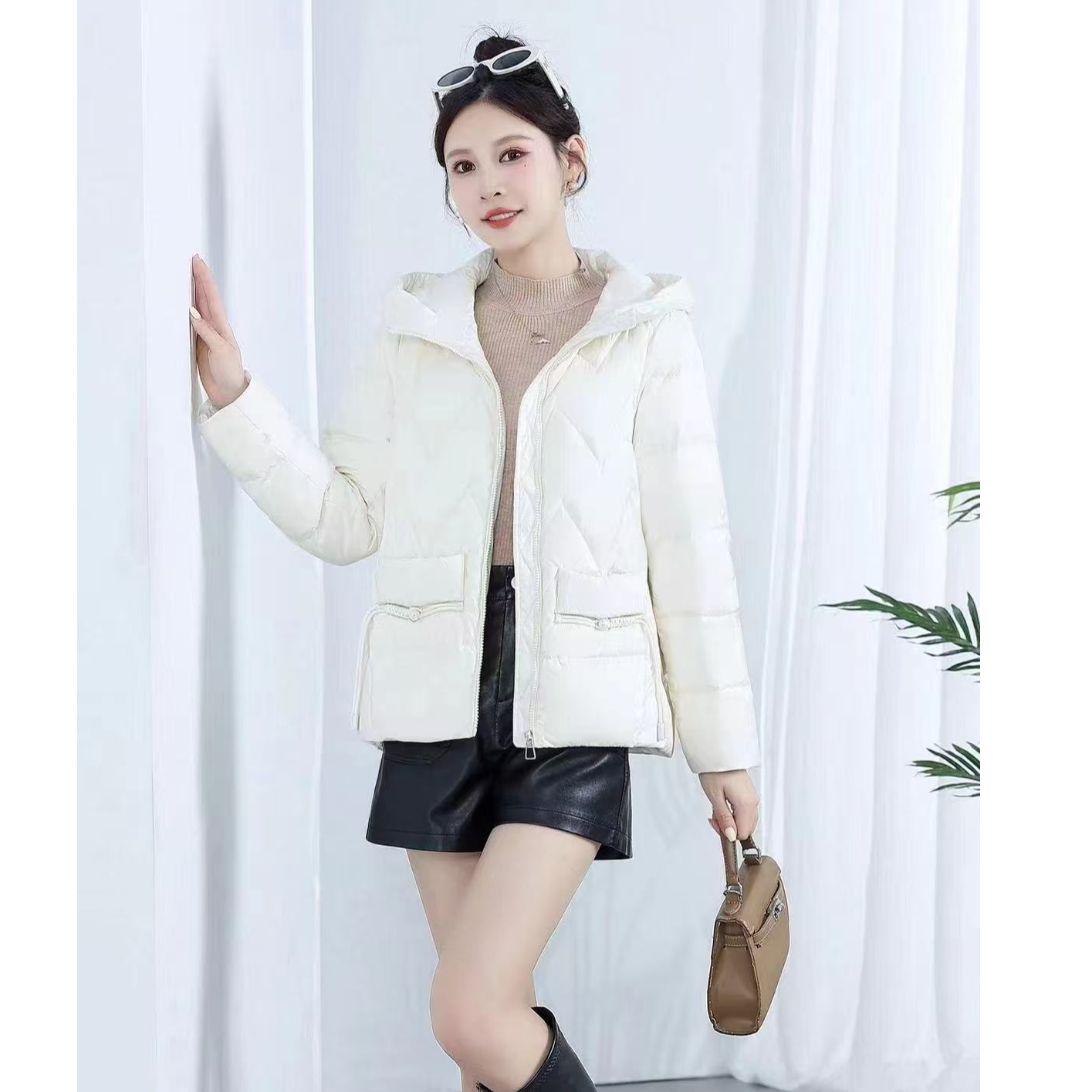 DY911百搭显瘦女士白鸭绒短款白鸭绒羽绒服冬保暖