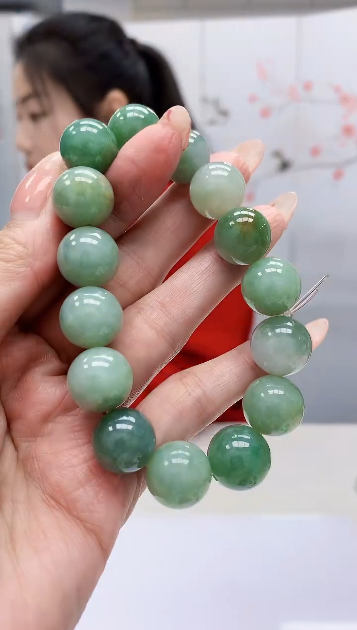 【闪购商品】定制翡翠未镶嵌4902MM-毛货手串65
