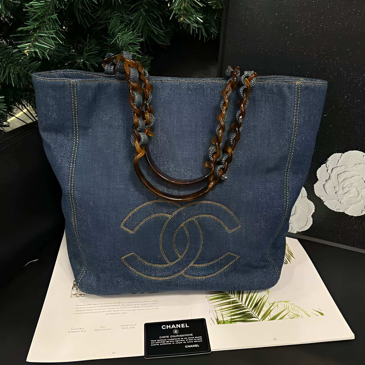 95新 Chanel/香奈儿 蓝色牛仔DM托特手提包