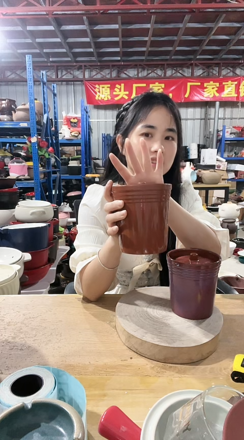 陶鳥瑕疵红泥罐不可明火