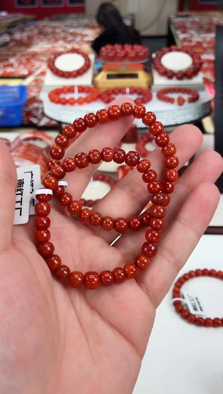 南红玛瑙瓦西老型手串7+未镶嵌（多样式发其一）