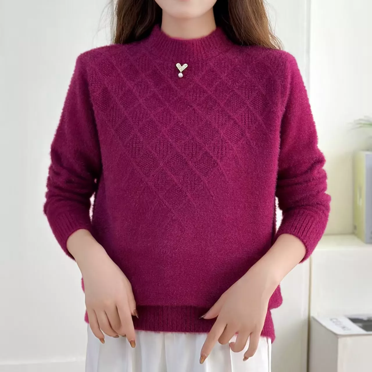 新款时尚半高领针织毛衣3455【D】