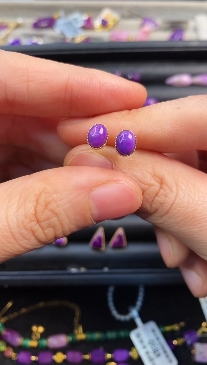 苏纪石（舒俱来）18K金镶嵌耳饰1