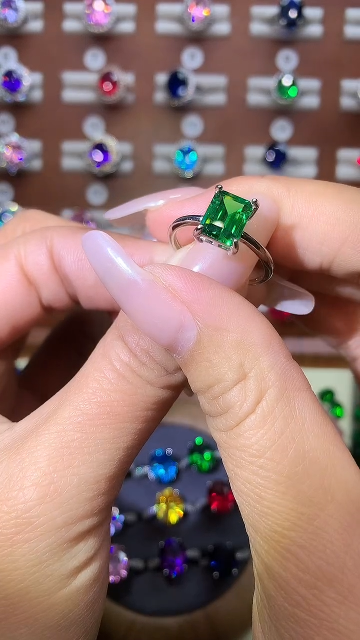 银S925镶嵌戒指碧玺79白