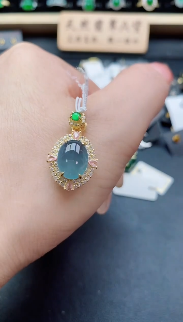 吊坠(赠链)银S925镶嵌翡翠1