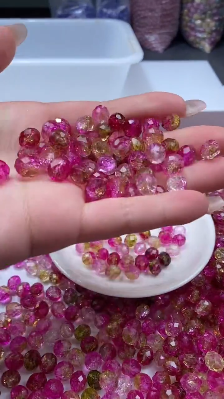 颈饰未镶嵌水晶W3274西瓜碧玺切面米珠9MM *8颗