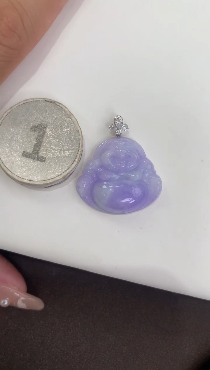 颈饰18K金镶嵌翡翠天然缅甸a货翡翠