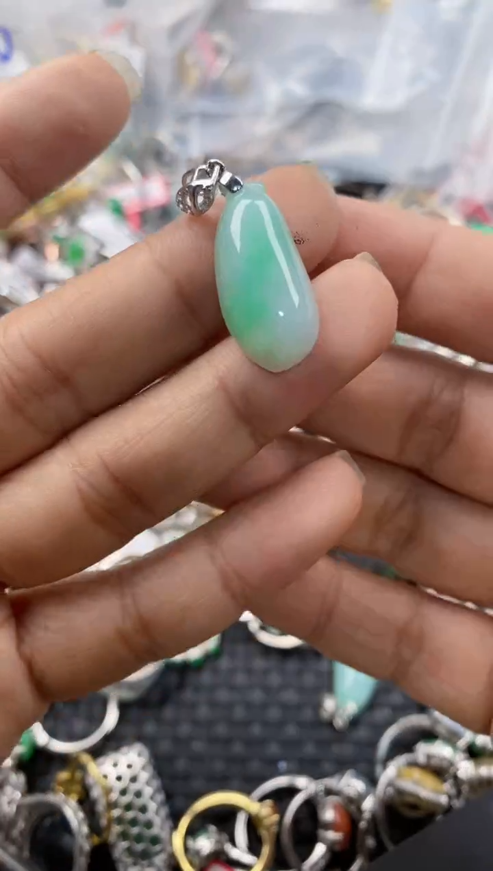 银S925镶嵌戒指翡翠777---9