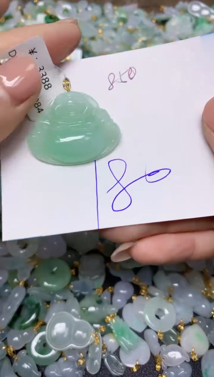 【闪购商品】翡翠挂件18K金镶嵌 天然翡翠A货