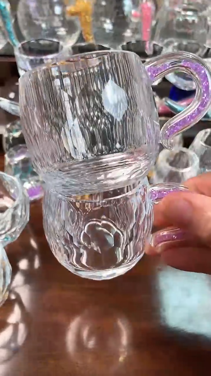 【闪购商品】玺宴新款水晶弯把小茶碗紫罗兰2个装