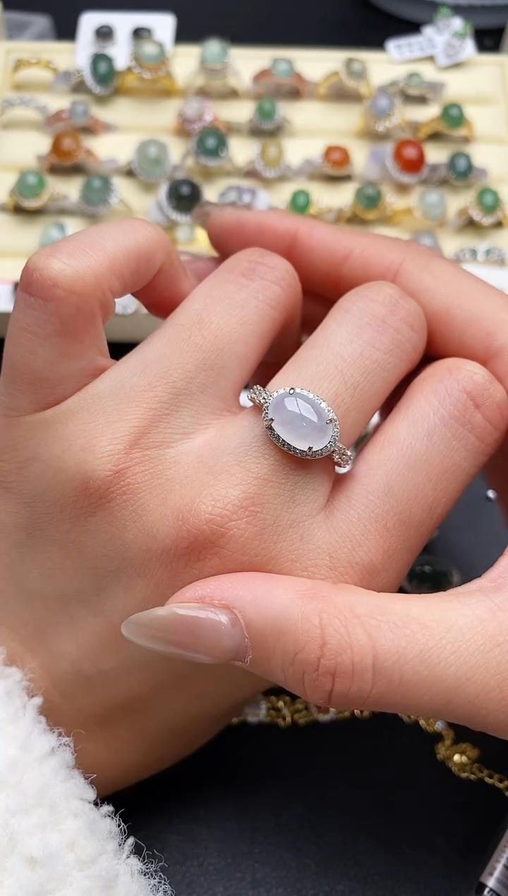 【闪购商品】翡翠戒指银S925镶嵌55555555+8