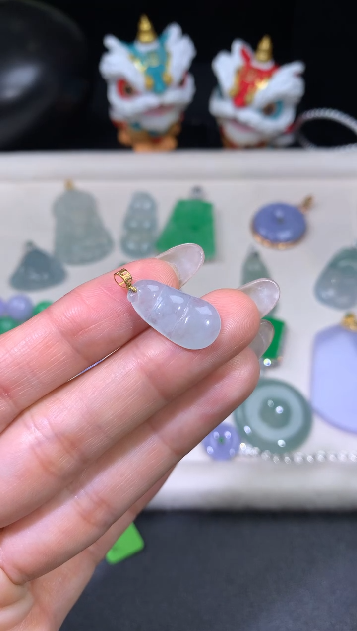 吊坠(不含链)18K金镶嵌翡翠翡翠