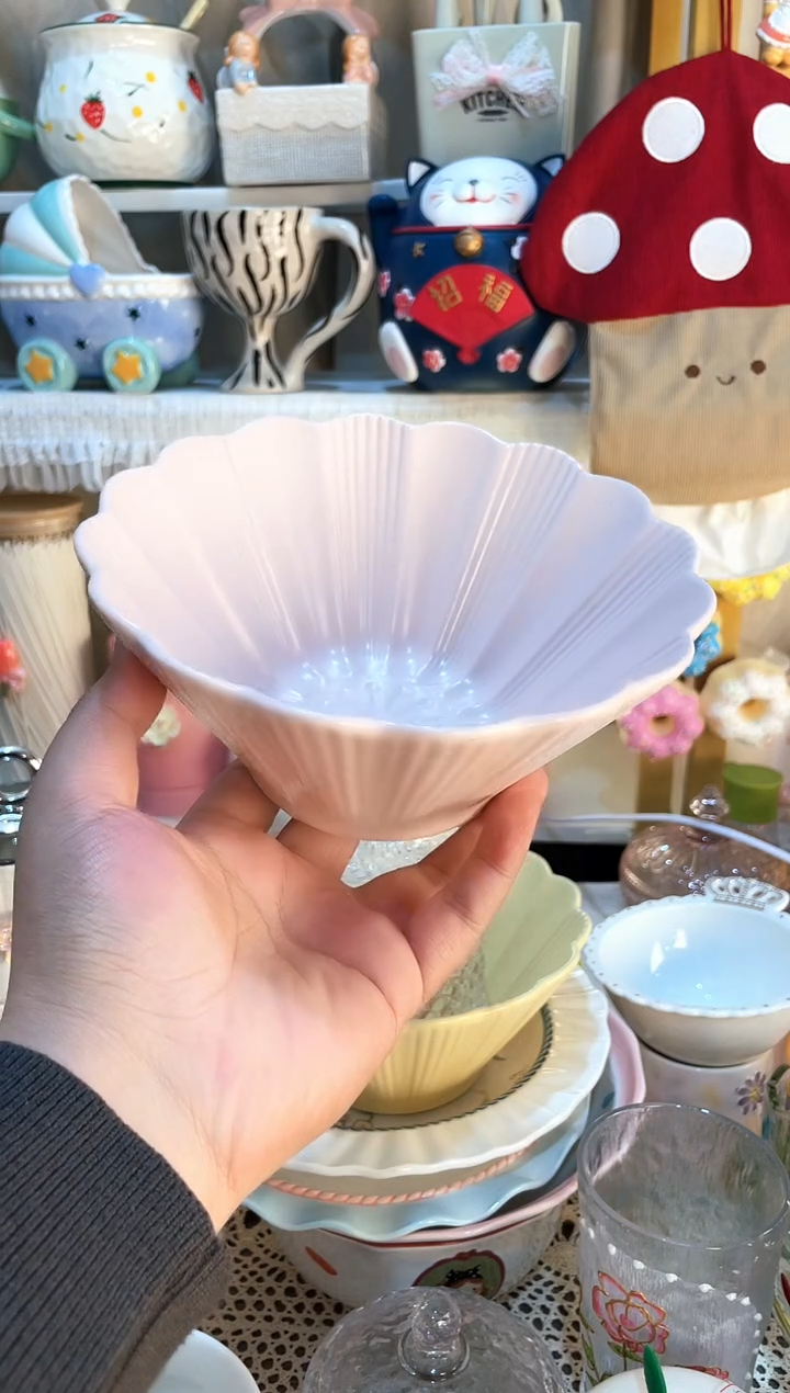【闪购商品】瓷片粉色面碗 质量好发货快放心拍