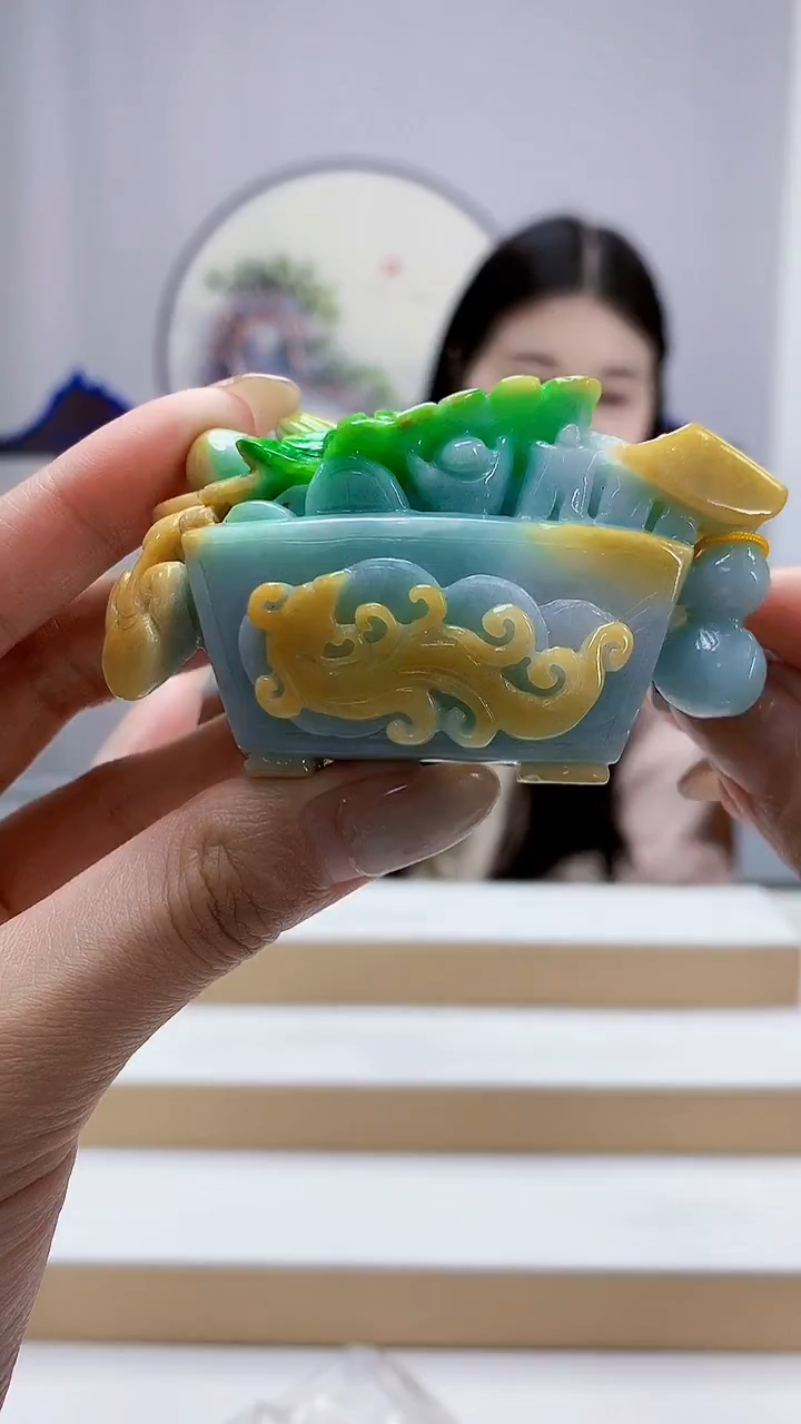 未镶嵌定制翡翠一*4812MM-毛货挂件97赠底座