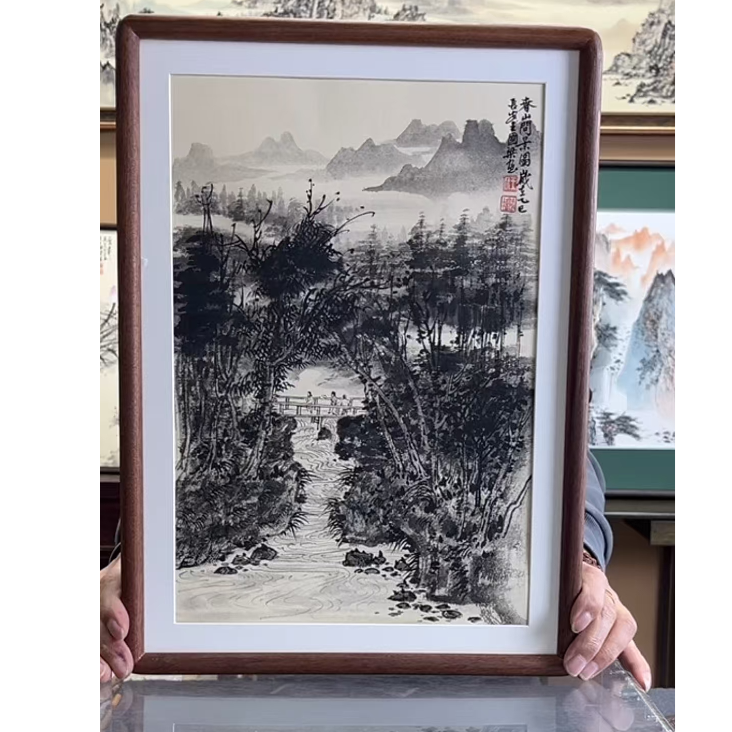 《春山问景图》33×44山水装饰画