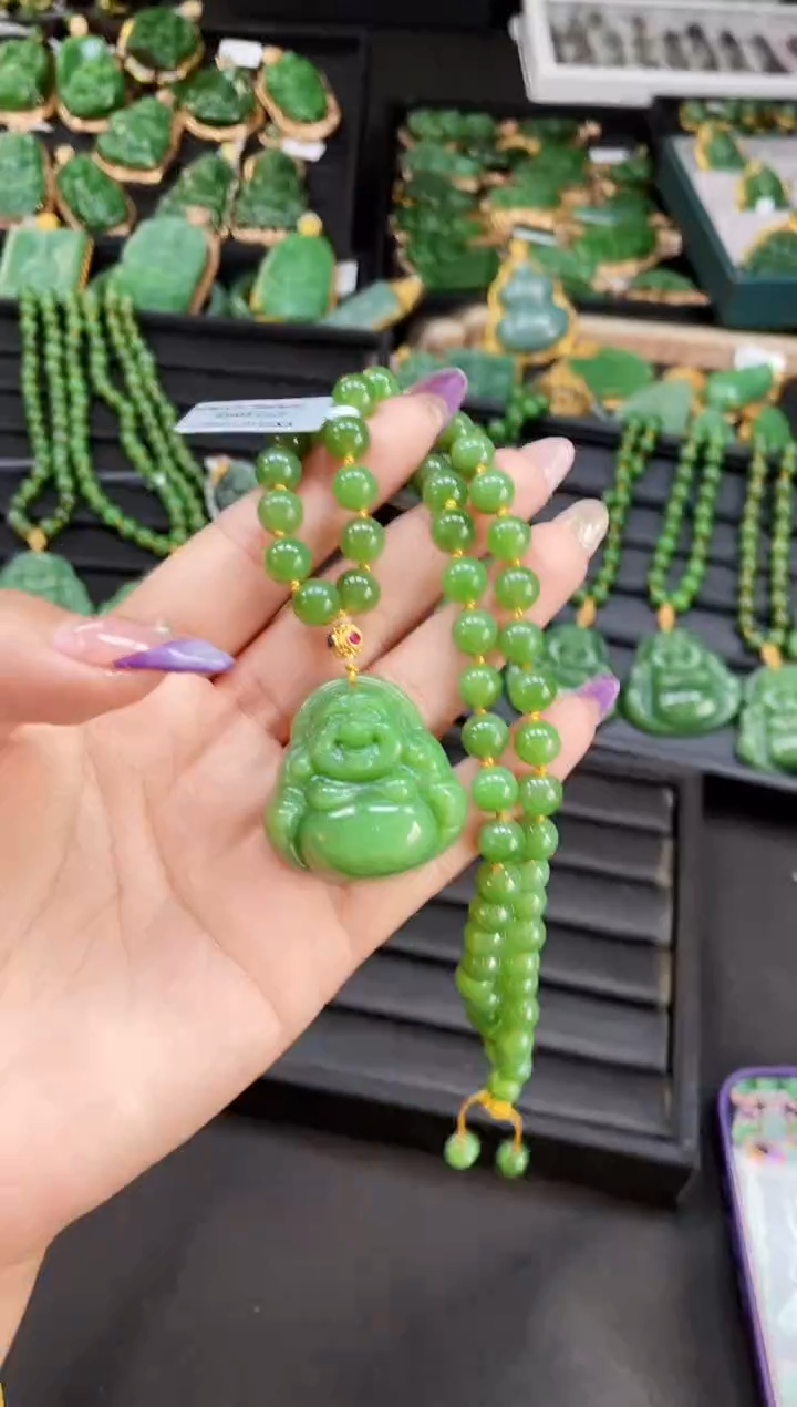 【闪购商品】和田玉套链18K金镶嵌35MM 多样性发一