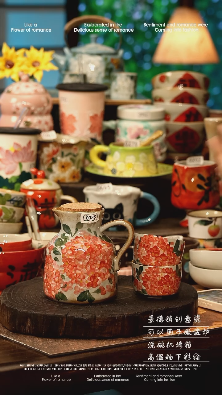 陶瓷景德镇高温釉下彩手工手绘款式@A0035@